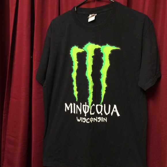 Fruit of the Loom Other - T-Shirt-Black Minocqua Wisconsin with Monster